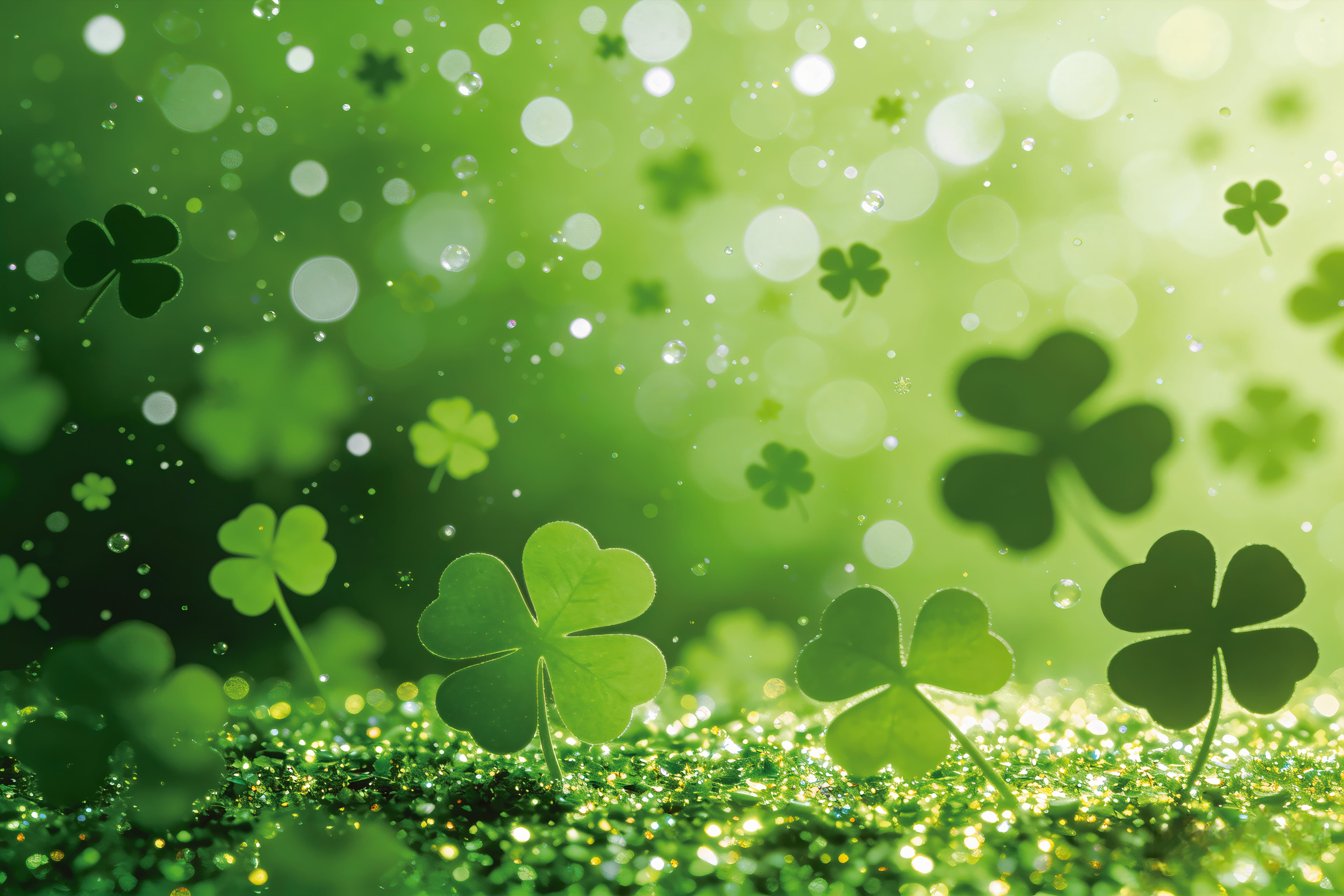 St Patrick's Day Photo Backdrops Soft Bokeh Clover Glow Lucky One Backdrop LXX512-41