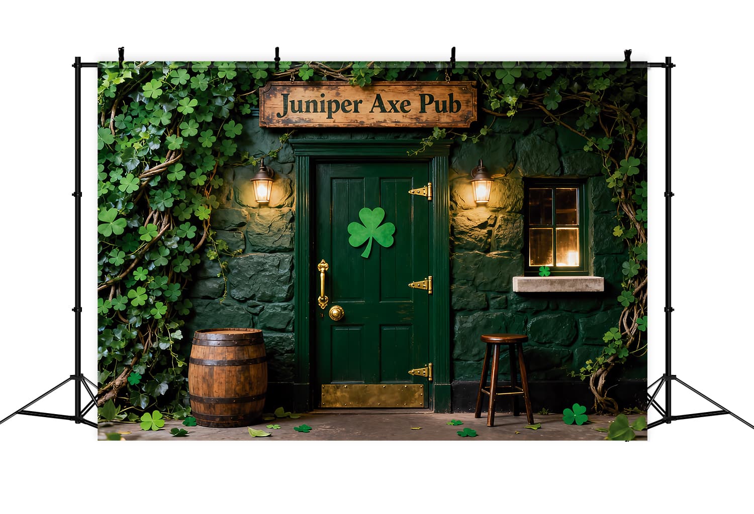 St Patrick's Day Photoshoot Backdrop Juniper Axe Pub Door Irish Backdrop LXX512-42