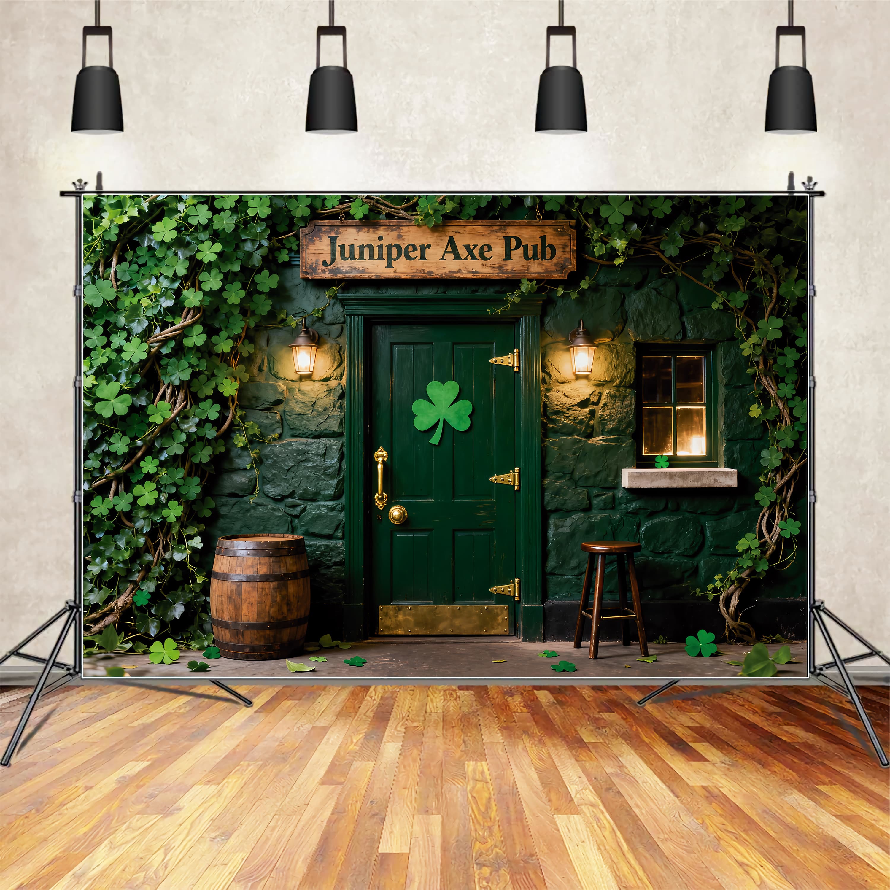 St Patrick's Day Photoshoot Backdrop Juniper Axe Pub Door Irish Backdrop LXX512-42