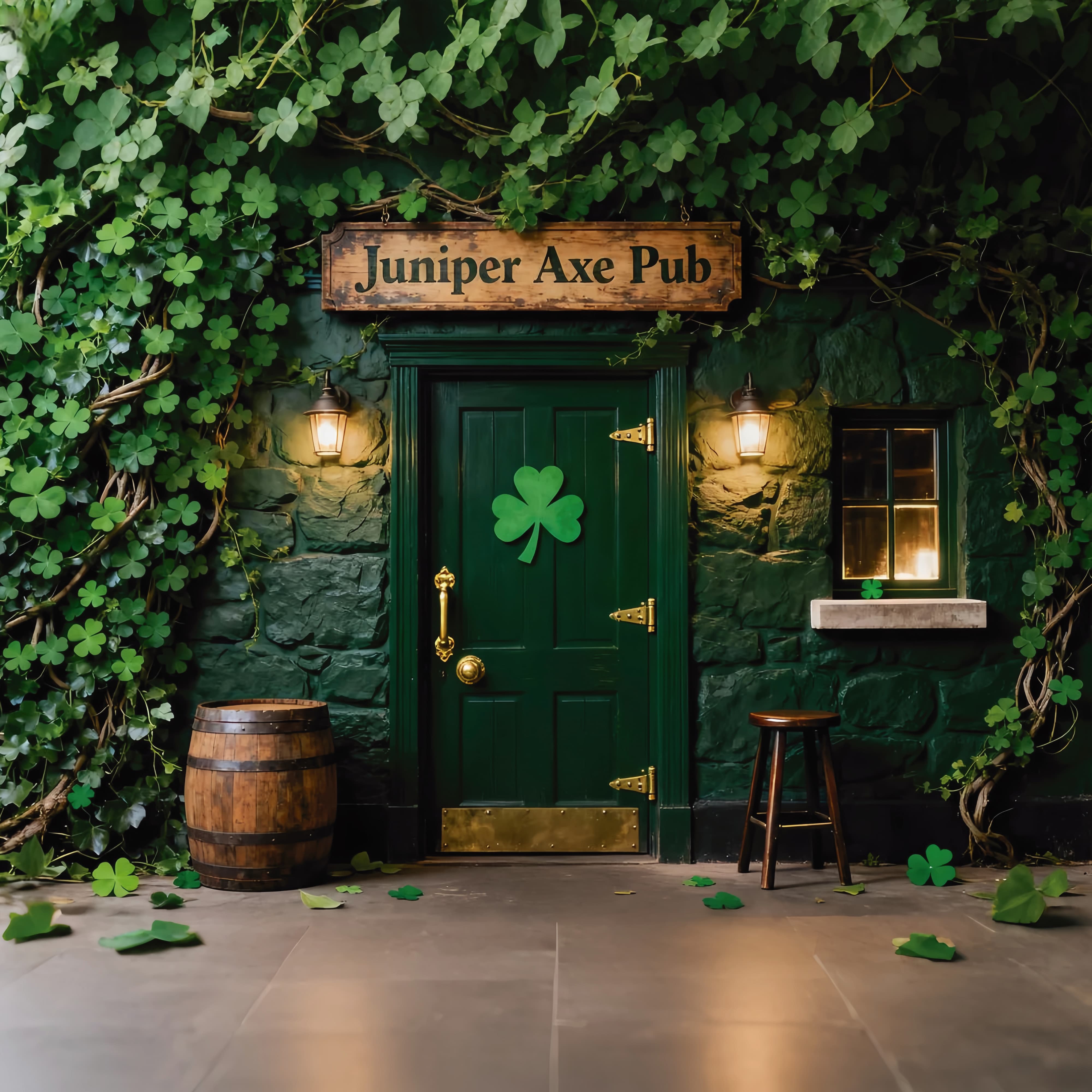 St Patrick's Day Photoshoot Backdrop Juniper Axe Pub Door Irish Backdrop LXX512-42