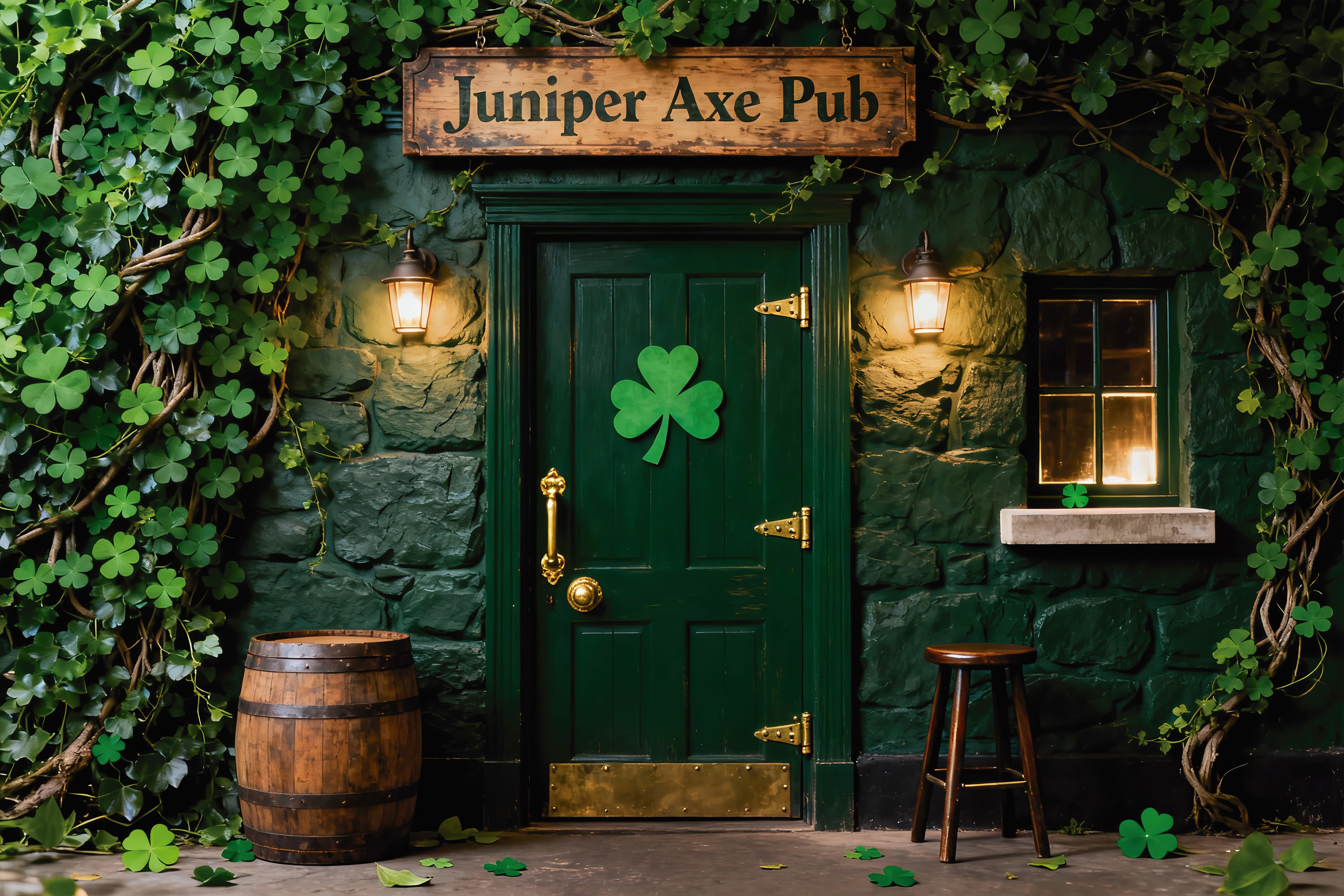 St Patrick's Day Photoshoot Backdrop Juniper Axe Pub Door Irish Backdrop LXX512-42