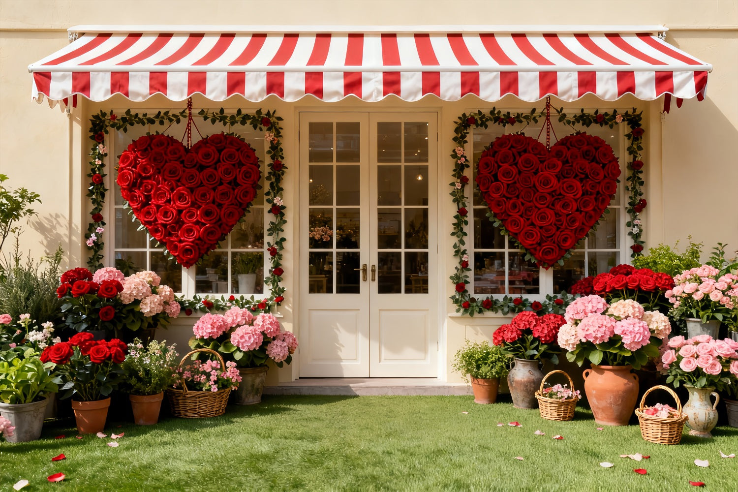 Rose Heart Backdrop Heart Garden Shopfront Roses Romantic Backdrop LXX512-49