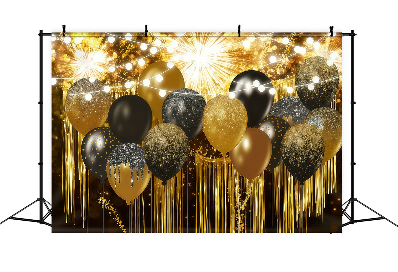 New Years Backdrop Gold Glitter Shimmer Bokeh New Year Balloon Backdrop LXX512-5