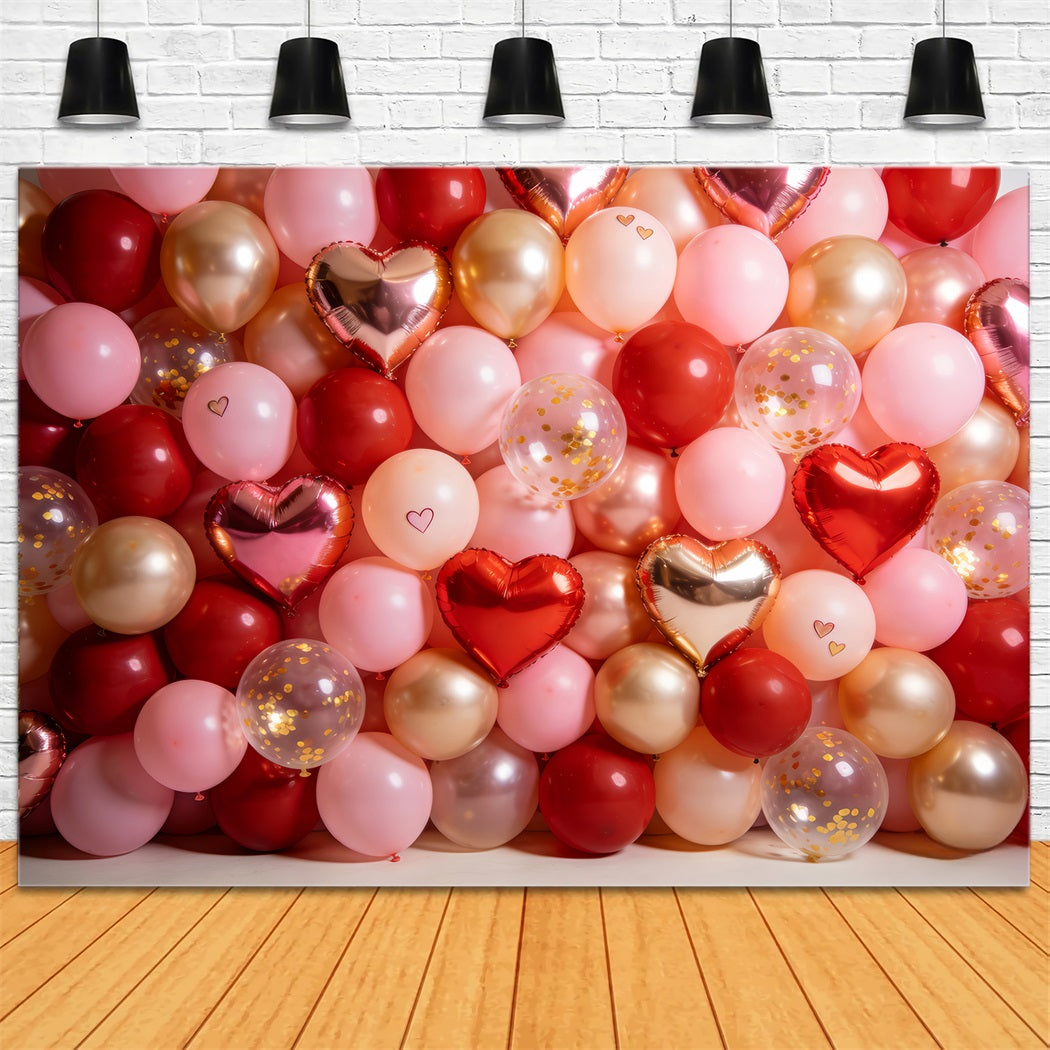 Valentine's Day Backdrop Rose Gold Balloon Wall Romantic Backdrop LXX512-54