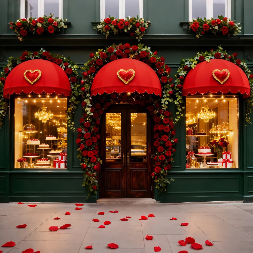 Romantic Backdrop Rose Heart Candy Shop Valentine's Day Backdrop LXX512-67