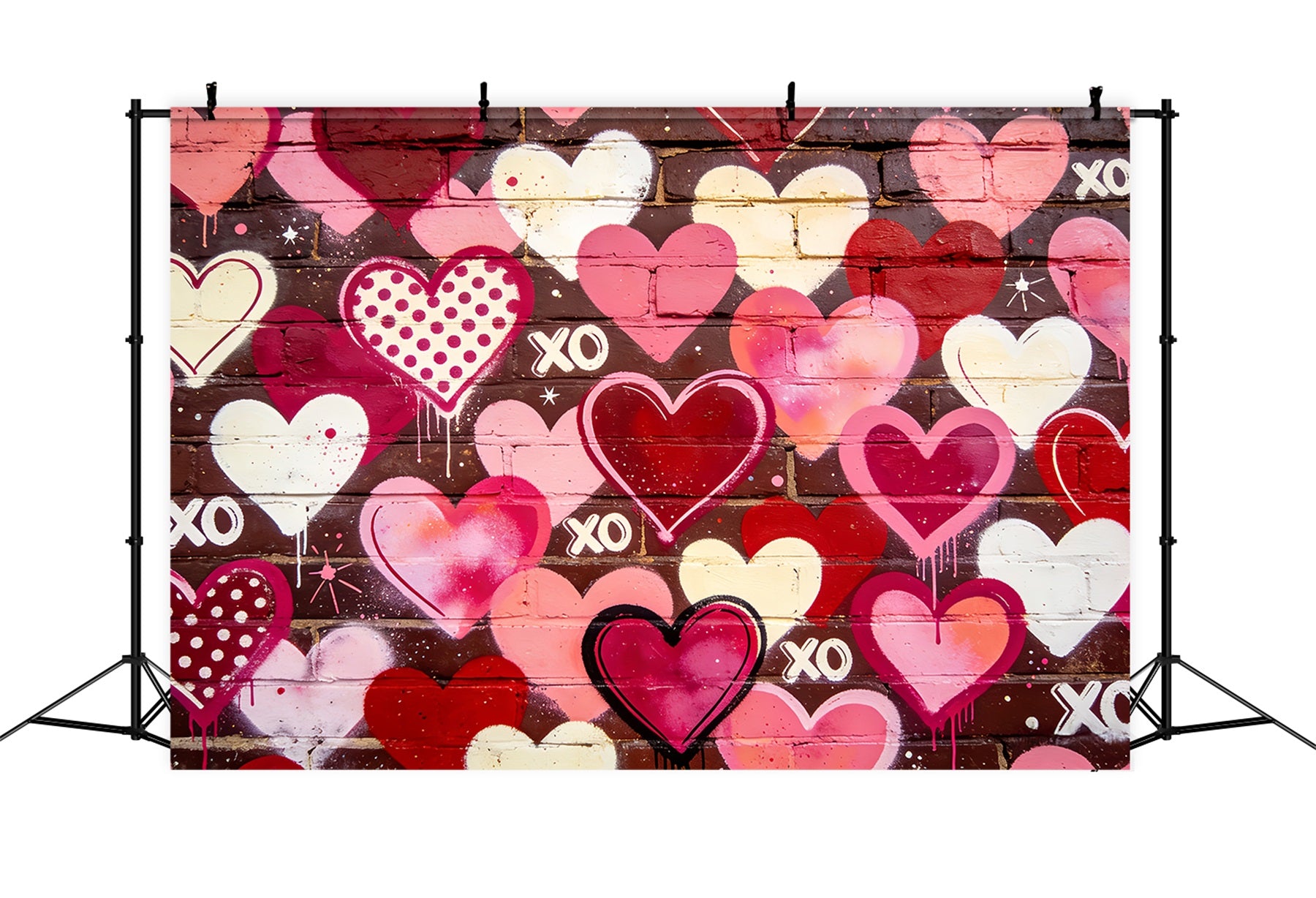 XOXO Backdrop Graffiti Heart Brick Wall 90s Valentine Backdrop LXX512-78