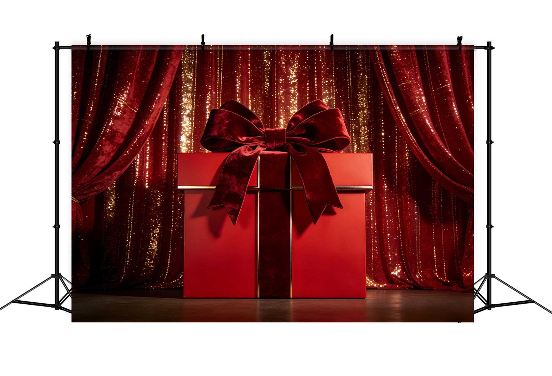 Gift Box Valentine Backdrop Velvet Curtain Bow Stage Valentine Backdrop LXX512-88