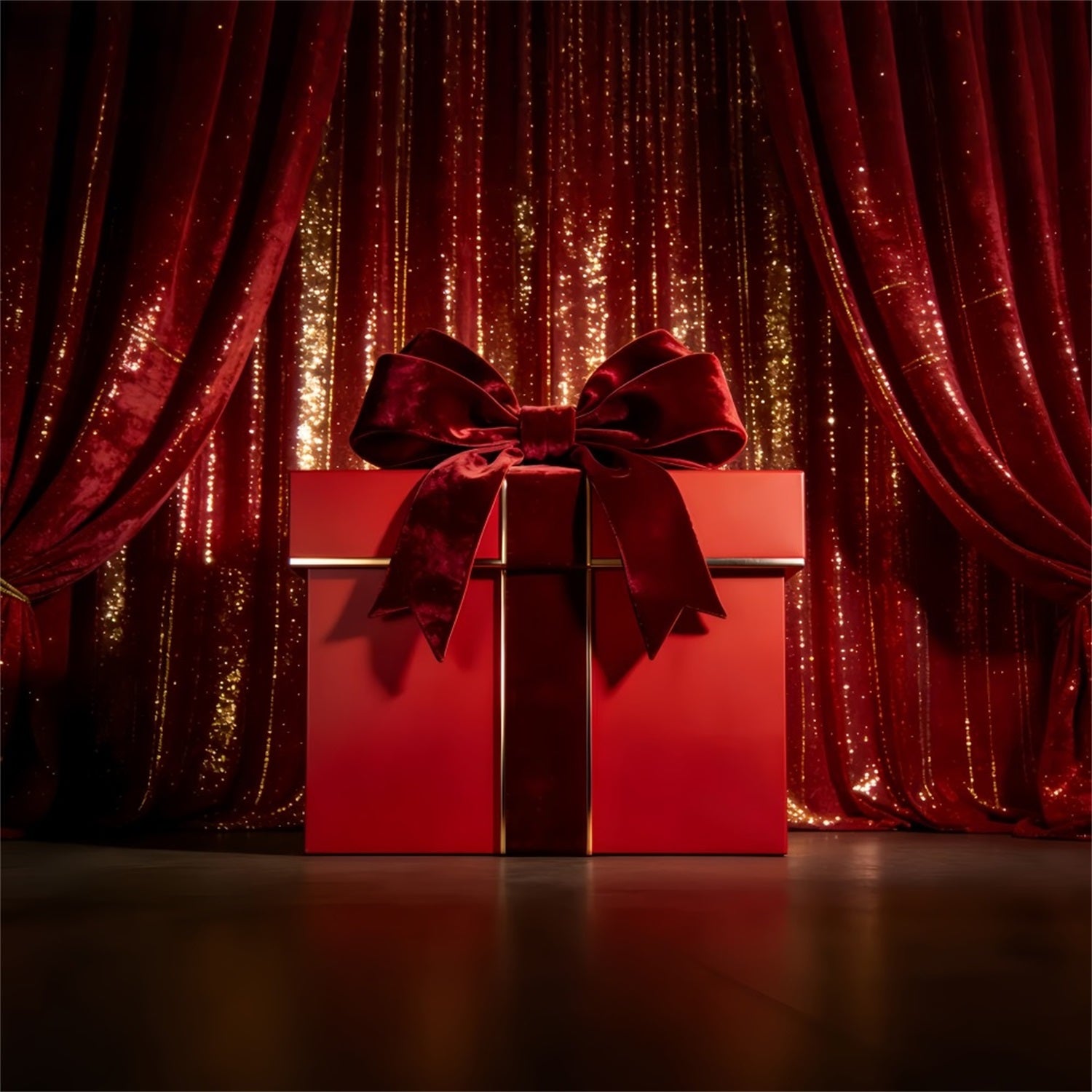 Gift Box Valentine Backdrop Velvet Curtain Bow Stage Valentine Backdrop LXX512-88