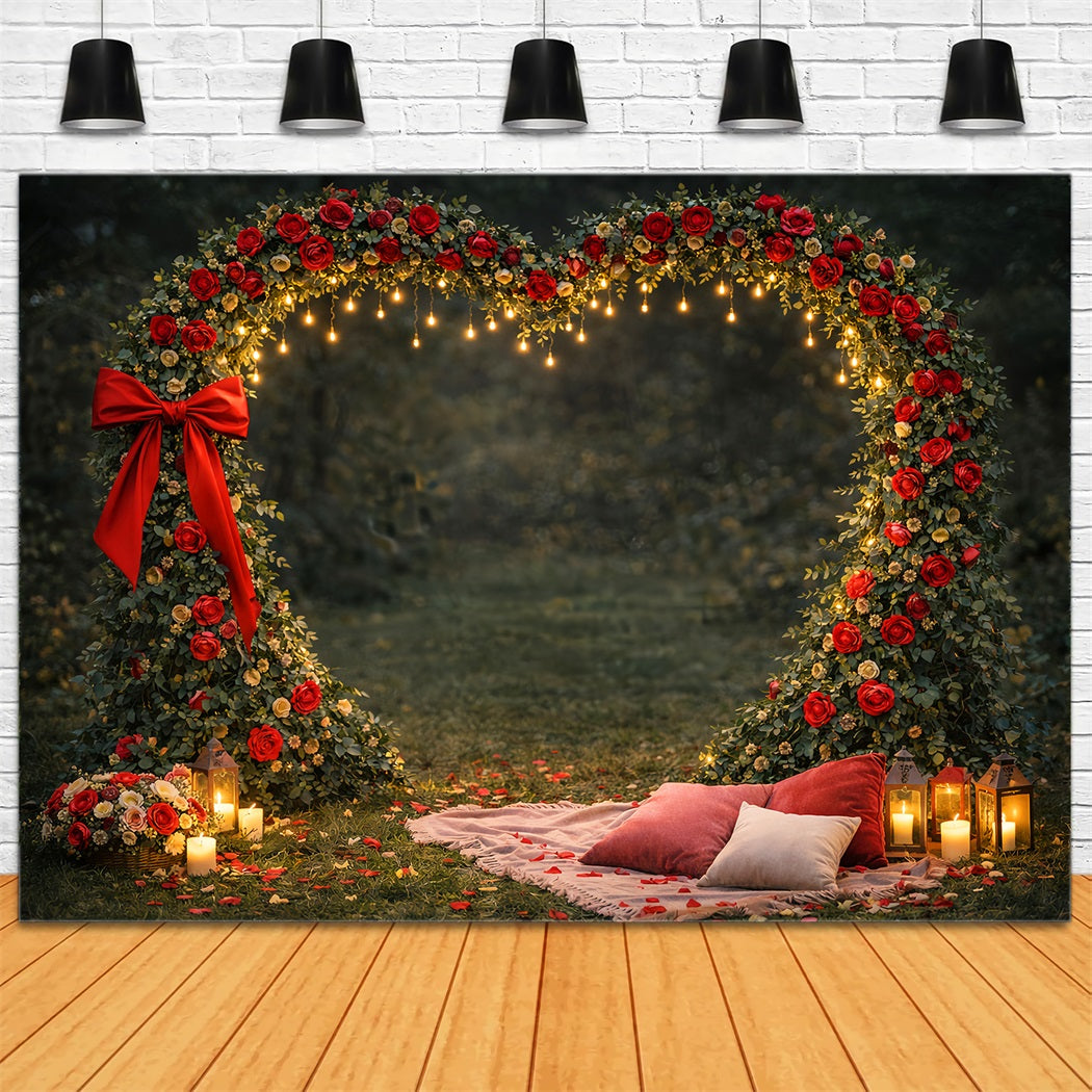 Floral Heart Backdrop Outdoor Garden Romance Red Rose Backdrop LXX512-92