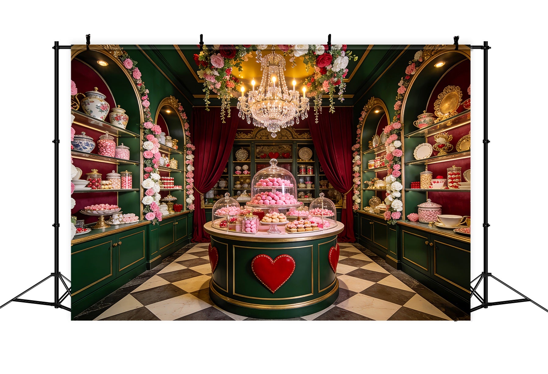 Candy Shop Valentine Backdrop Sweet Dessert Table 90s Valentine Backdrop LXX512-99