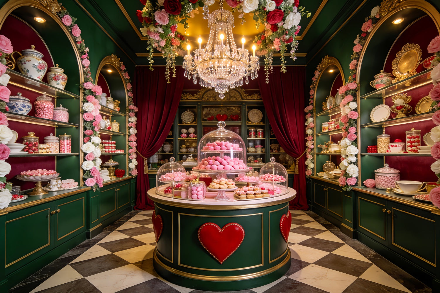 Candy Shop Valentine Backdrop Sweet Dessert Table 90s Valentine Backdrop LXX512-99