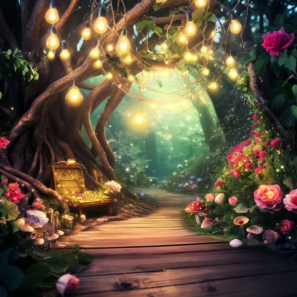 Magical Forest Backdrop Mushroom Pathway Glow Backdrop LXX57-117