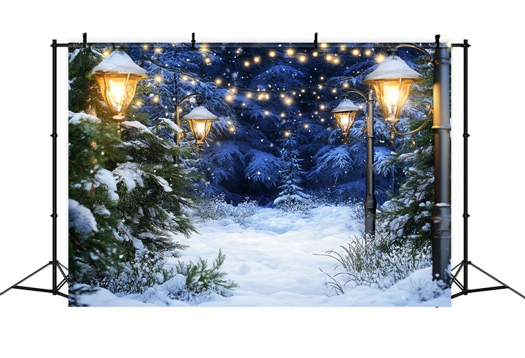 Snow Forest Backdrop Cozy Lighted Pines Backdrop LXX57-123