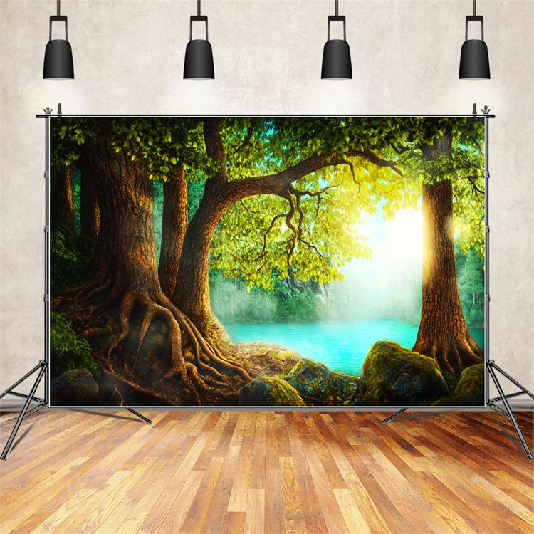 Forest Backdrops Ancient Tree Calm Waters Backdrop LXX57-136