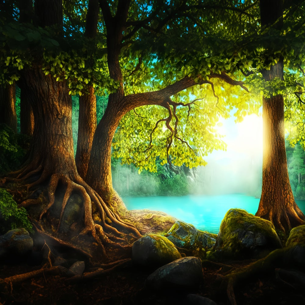 Forest Backdrops Ancient Tree Calm Waters Backdrop LXX57-136