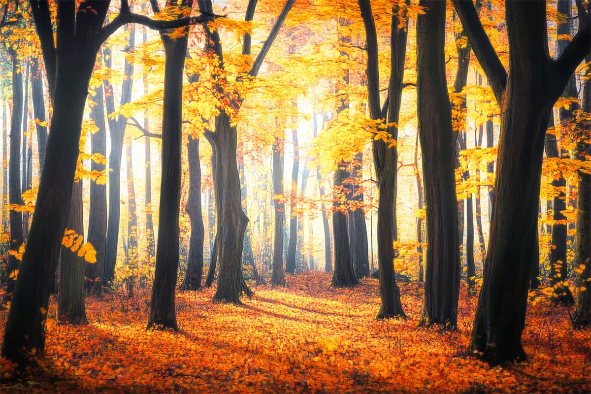 Fall Forest Backdrop Rustic Leaves Woodland Backdrop LXX57-149