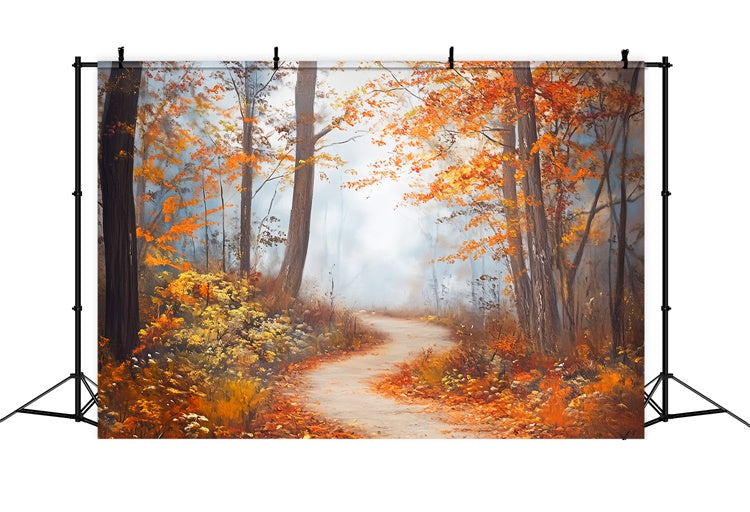 Fall Forest Backdrop Misty Maple Pathway Backdrop LXX57-152