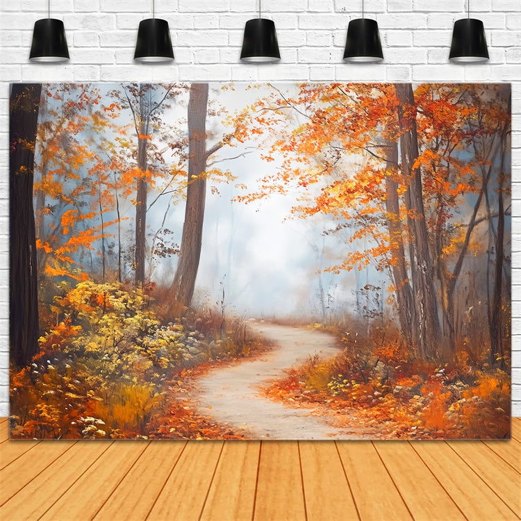 Fall Forest Backdrop Misty Maple Pathway Backdrop LXX57-152