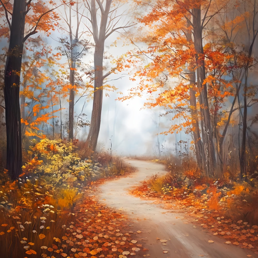 Fall Forest Backdrop Misty Maple Pathway Backdrop LXX57-152