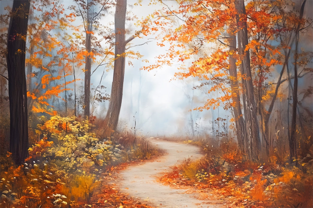Fall Forest Backdrop Misty Maple Pathway Backdrop LXX57-152