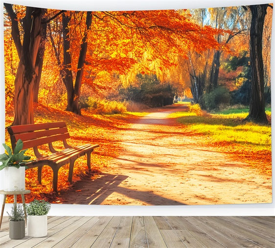 Fall Photoshoot Backdrop Bench Woodland Path Backdrop LXX57-164