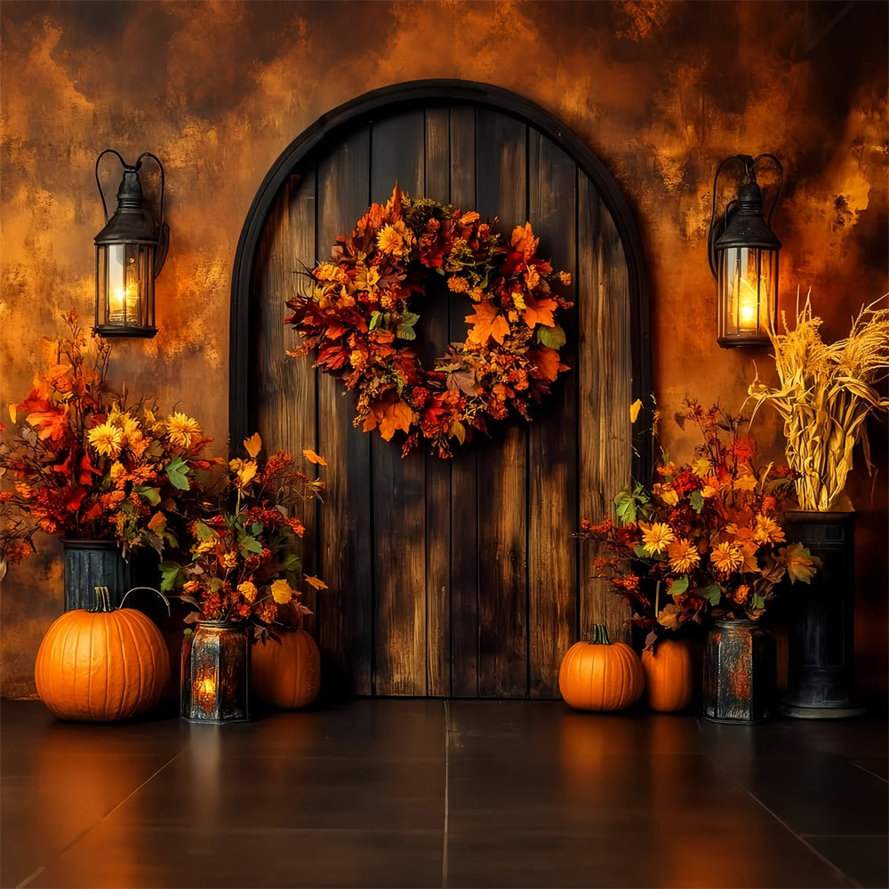 Autumn Photo Backdrop Harvest Wreath Door Backdrop LXX57-174