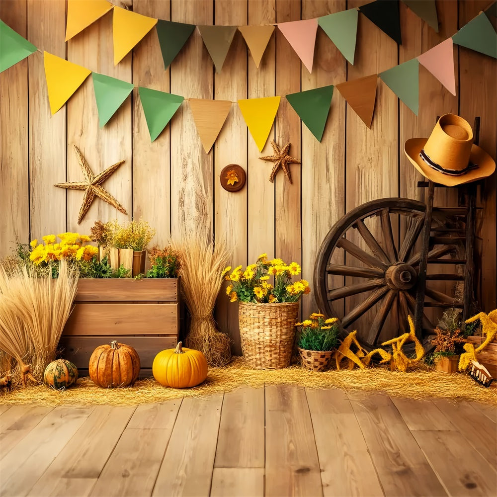 Fall Photography Backdrops Wooden Wall Flower Backdrop LXX57-176