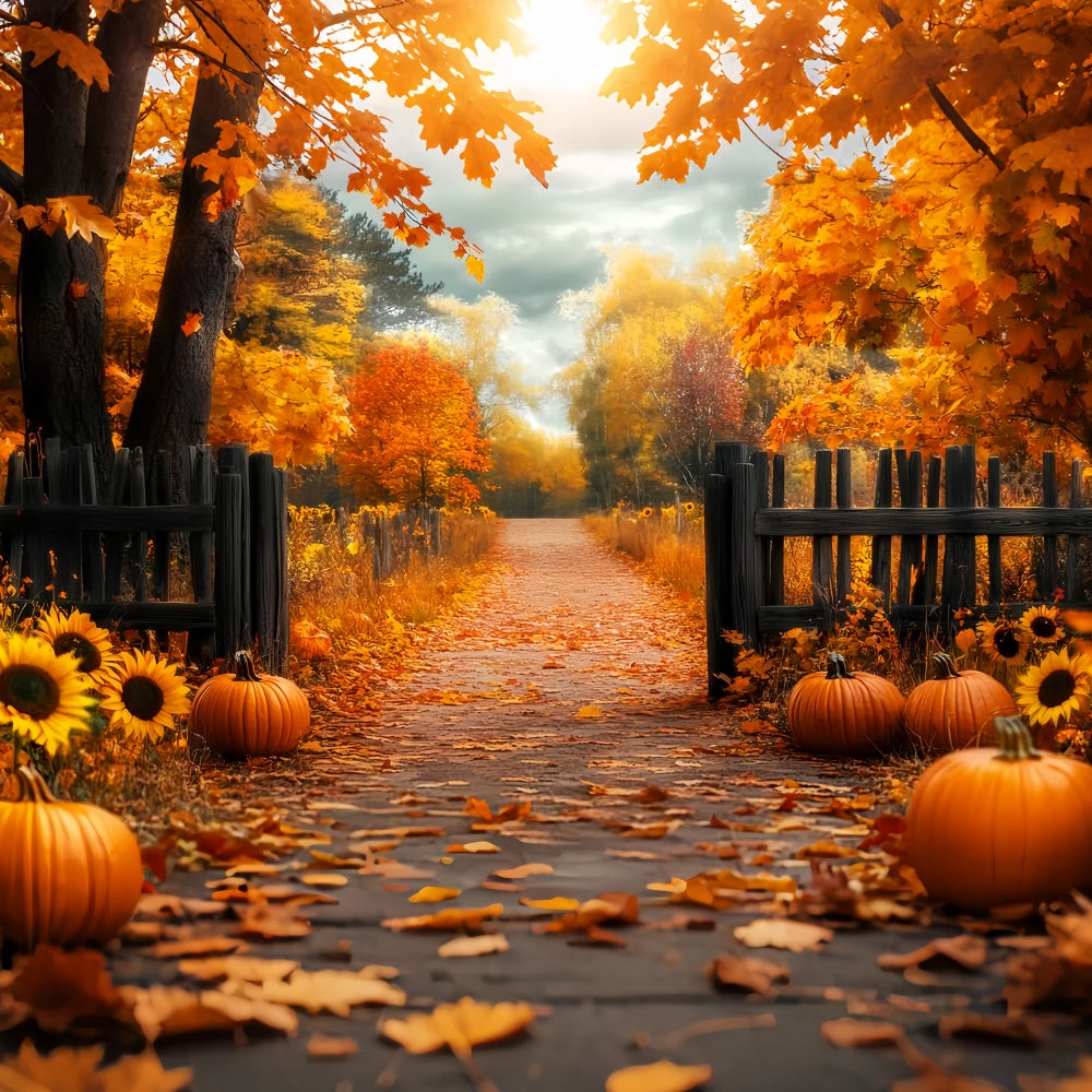 Fall Backdrop Rustic Fence Harvest Forest Photo Backdrop LXX57-181