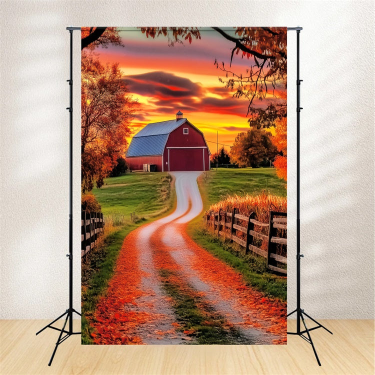 Sunset Photo Backdrop Rustic Barn Glow Fall Backdrop LXX57-184