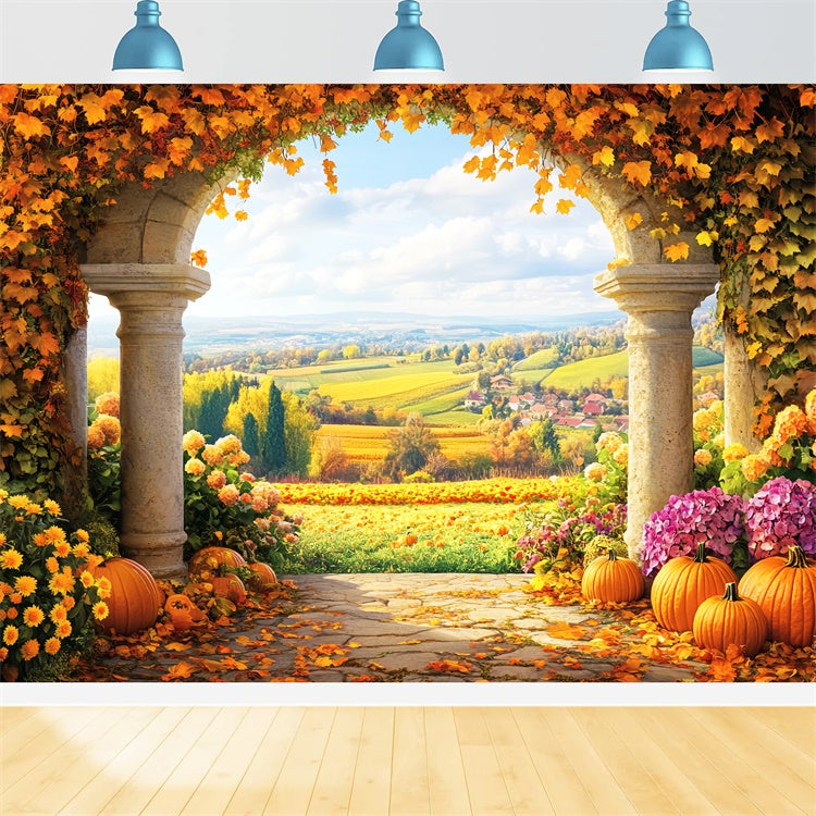 Fall Backdrop Rustic Arched Garden View Backdrop LXX57-185