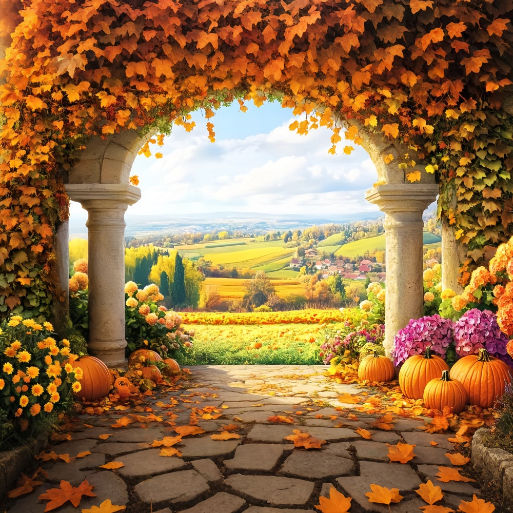 Fall Backdrop Rustic Arched Garden View Backdrop LXX57-185