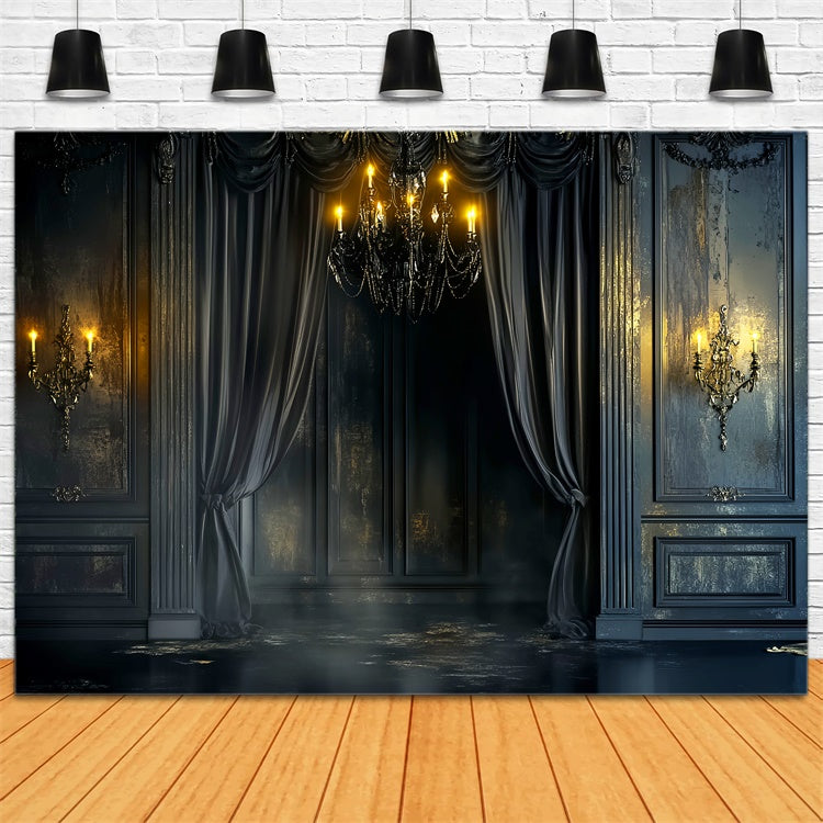 Baroque Backdrop Black Velvet Candlelight Vintage Backdrop LXX57-188