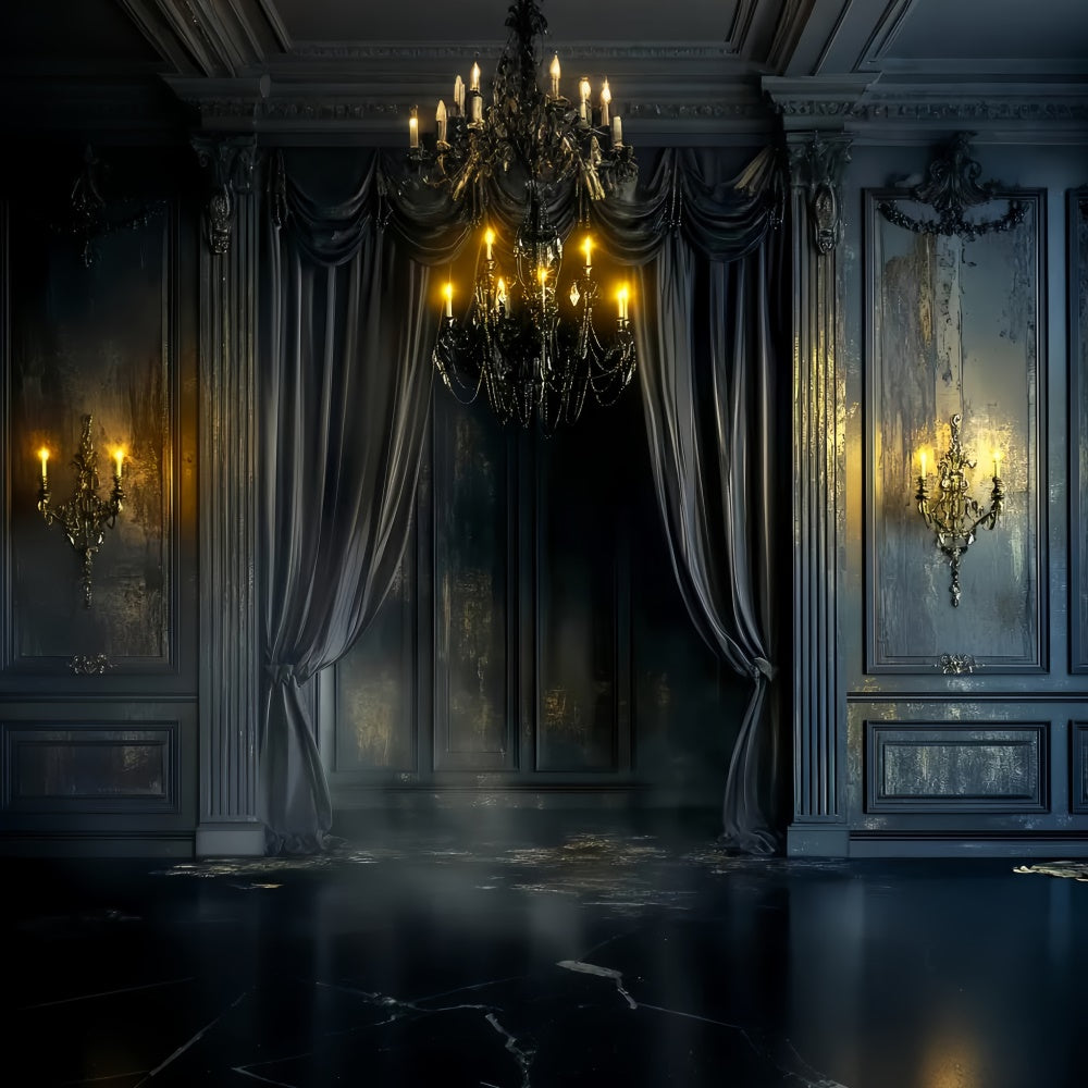 Baroque Backdrop Black Velvet Candlelight Vintage Backdrop LXX57-188