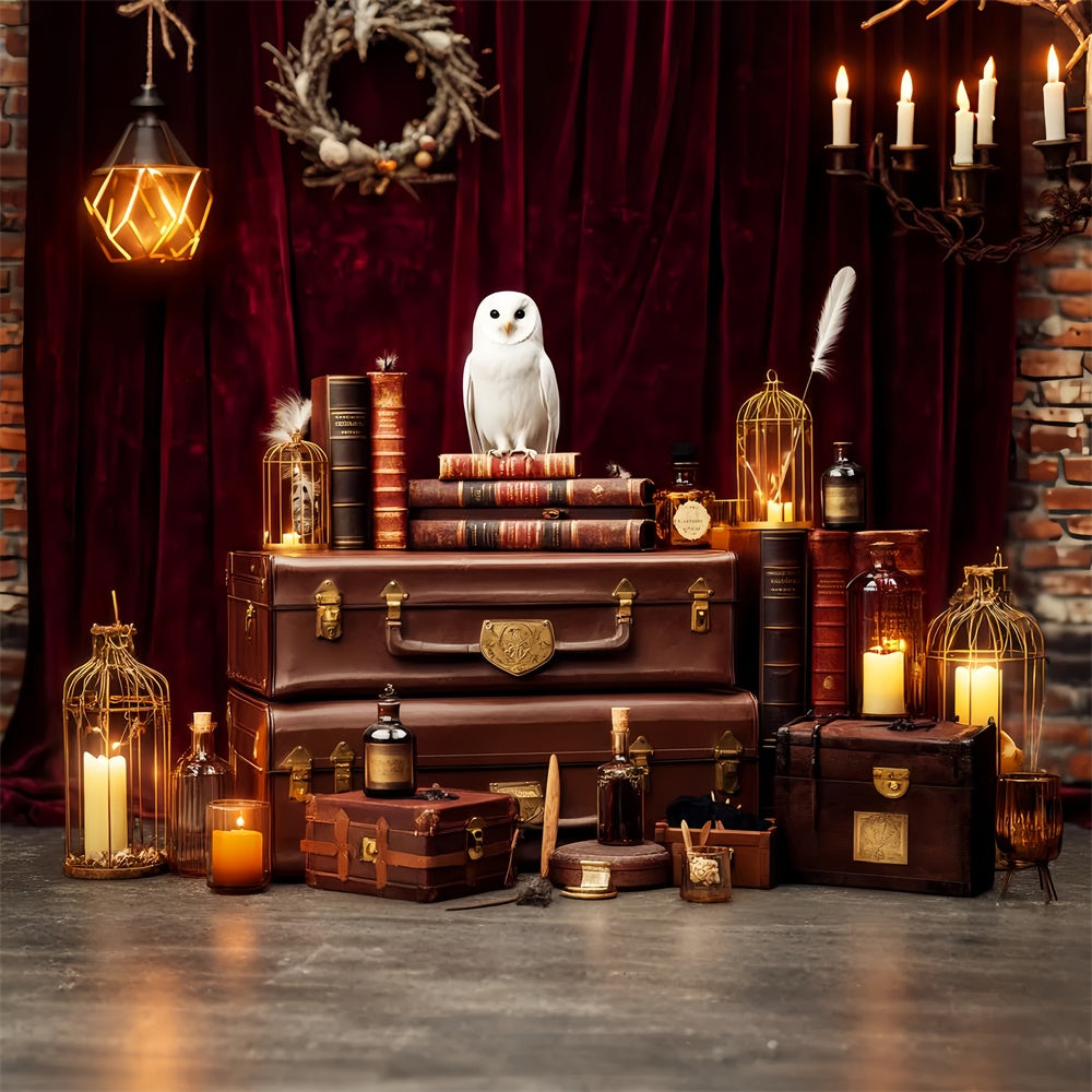 Retro Backdrop Mystical Owl Books Vintage Photo Backdrop LXX57-192