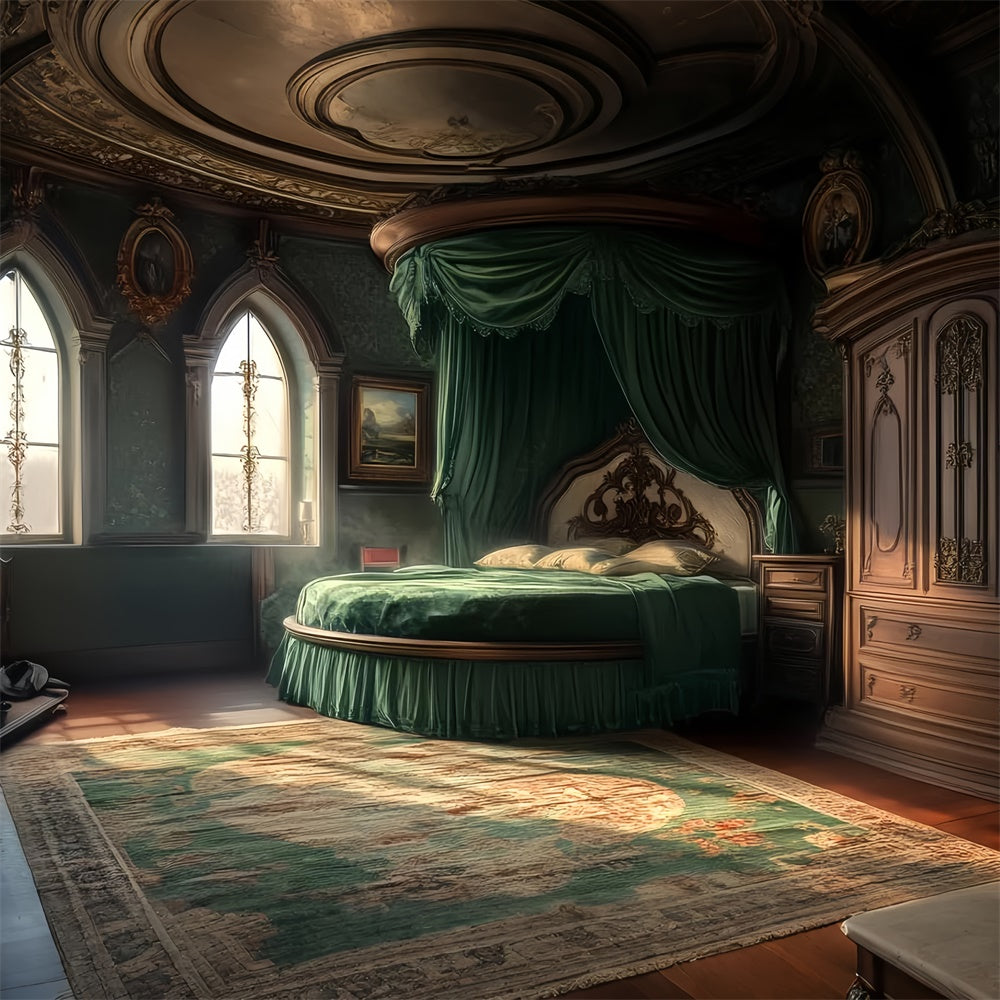 Victorian Backdrop Regal Emerald Bedroom Vintage Backdrop LXX57-204