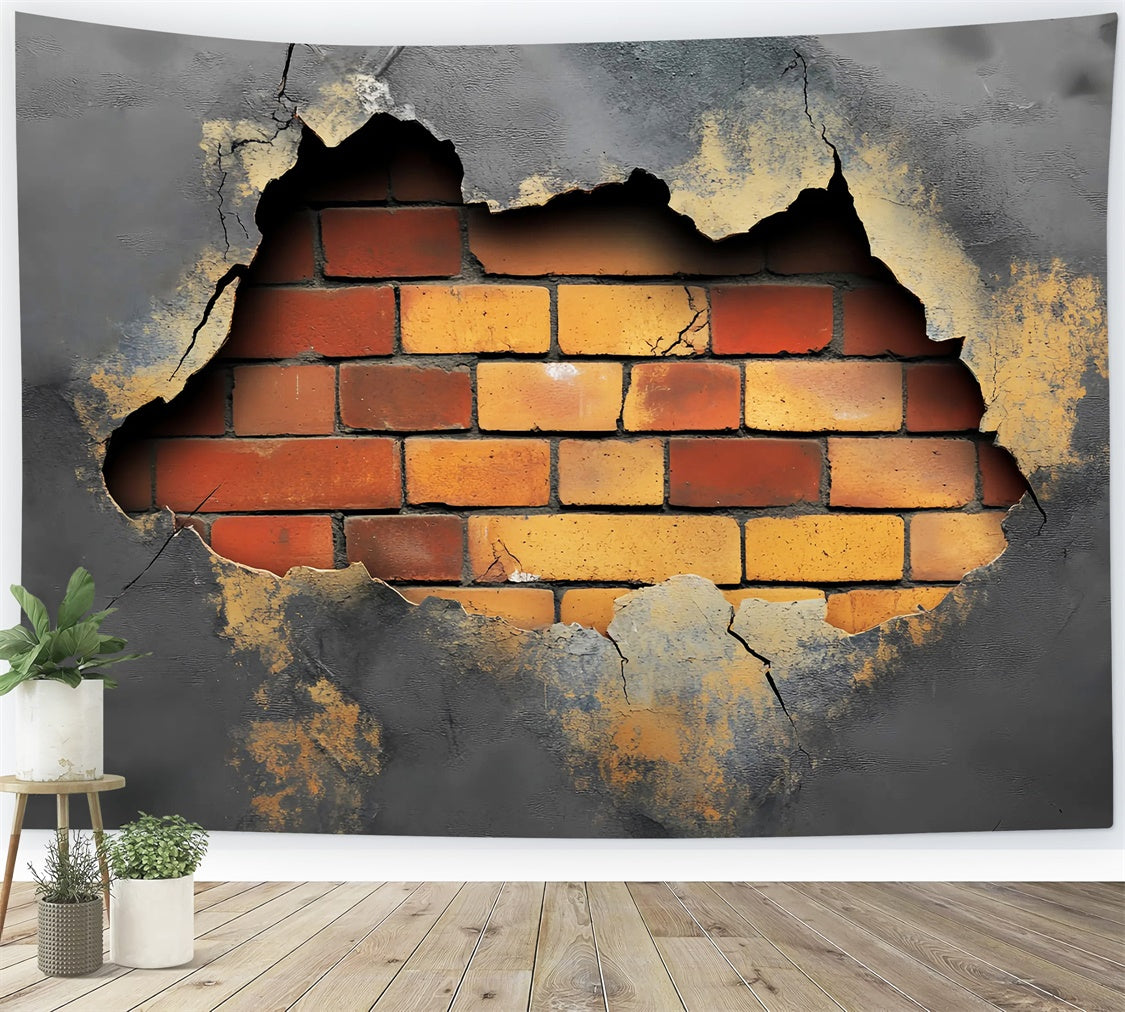 Vintage Wall Backdrop Cracked Concrete Brick Backdrop LXX57-205