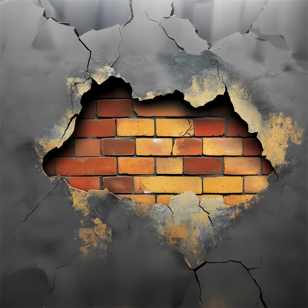 Vintage Wall Backdrop Cracked Concrete Brick Backdrop LXX57-205