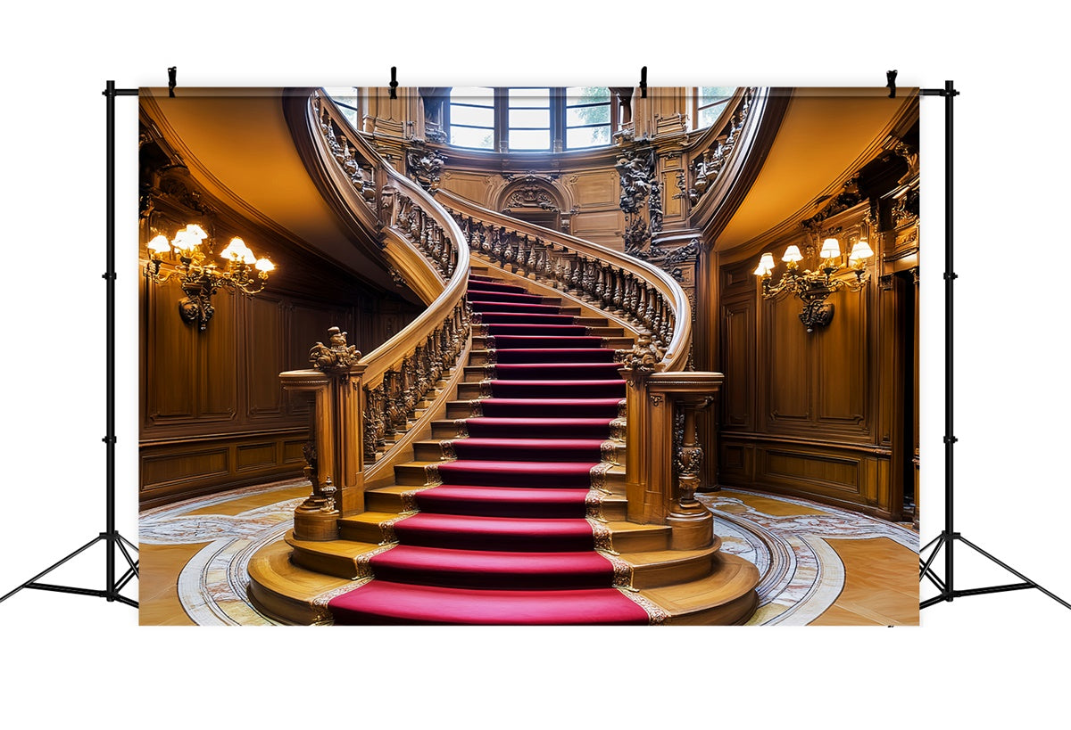 Victorian Photo Backdrop Red Carpet Stairs Vintage Backdrop LXX57-217