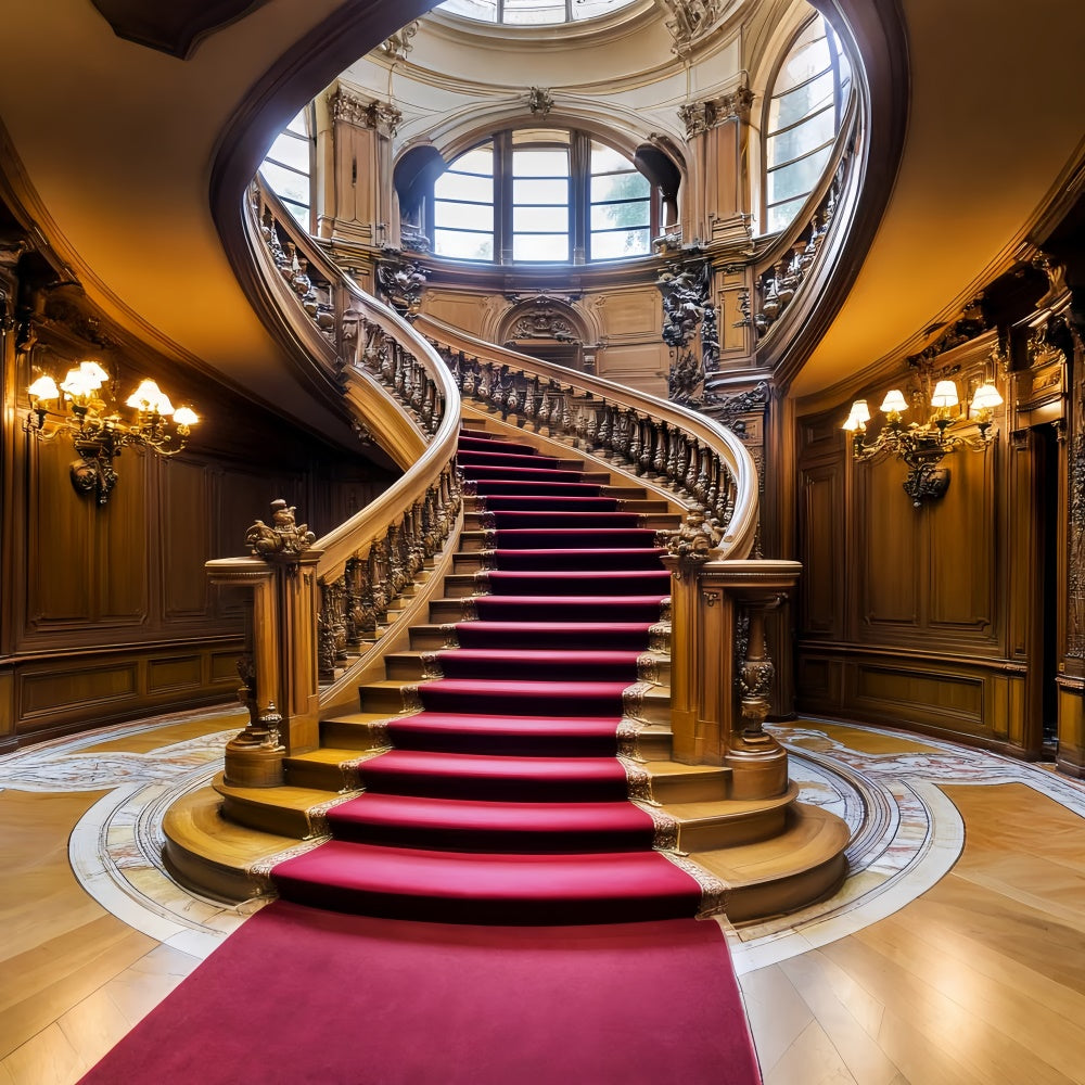 Victorian Photo Backdrop Red Carpet Stairs Vintage Backdrop LXX57-217
