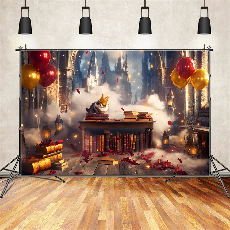 Vintage Photo Backdrop Whimsical Castle Library Backdrop LXX57-219
