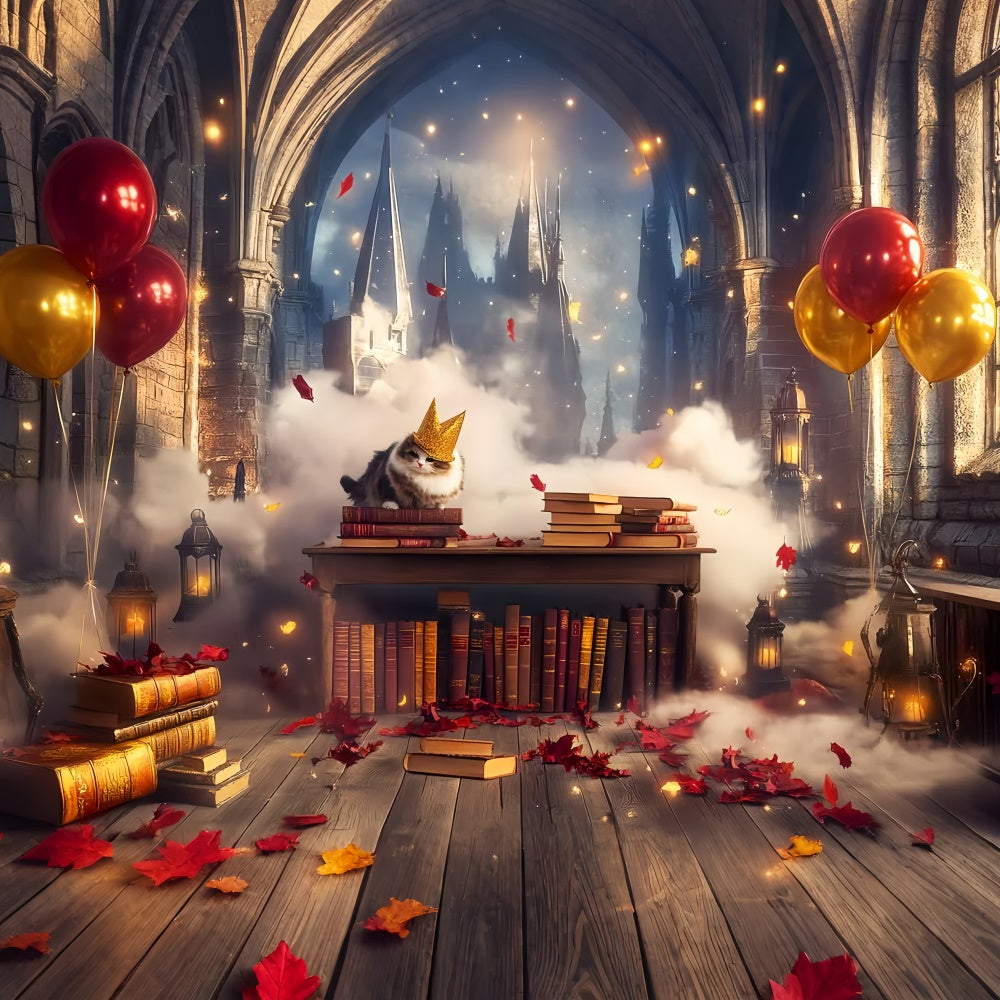 Vintage Photo Backdrop Whimsical Castle Library Backdrop LXX57-219