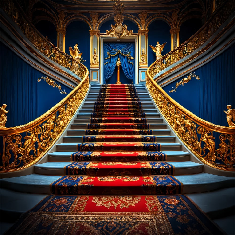 Vintage Backdrop Royal Blue Grand Staircase Backdrop LXX57-234