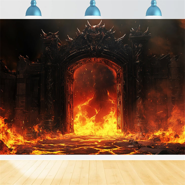 Vintage Photo Backdrops Cursed Flame Archway Backdrop LXX57-235