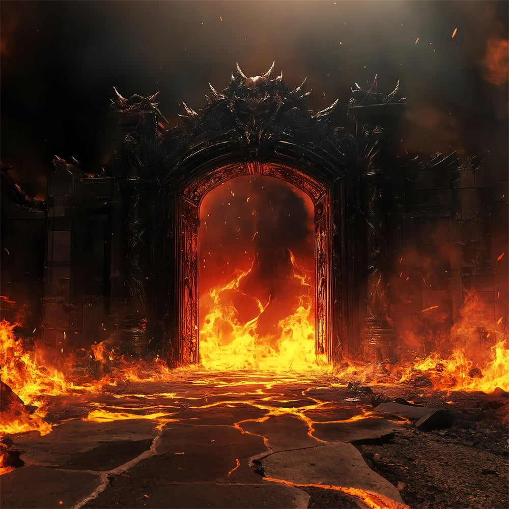 Vintage Photo Backdrops Cursed Flame Archway Backdrop LXX57-235