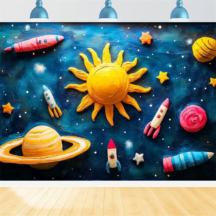 Back To School Photo Backdrop Clay Art Universe Backdrop LXX57-26