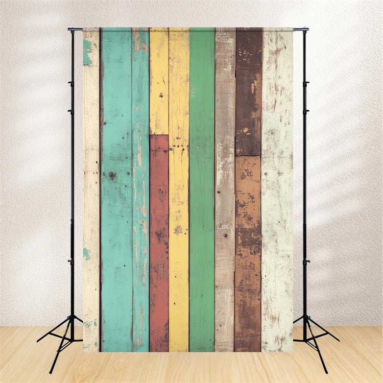 Rustic Wood Backdrop Weathered Rainbow Timber Backdrop LXX57-291