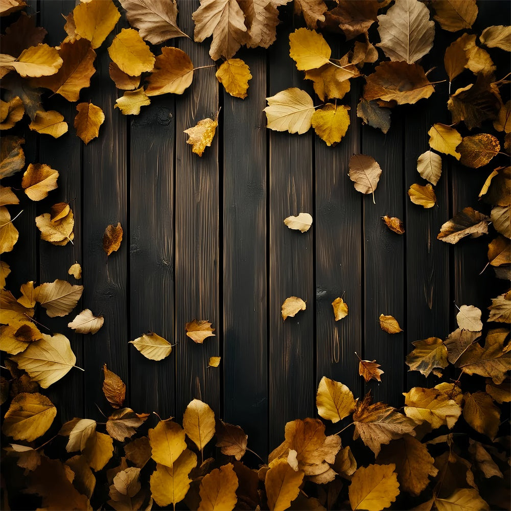 Dark Wood Backdrop Golden Leaves Walnut Backdrop LXX57-299