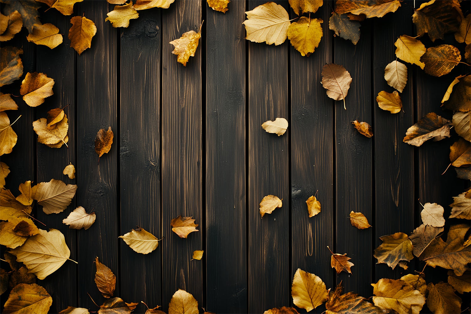 Dark Wood Backdrop Golden Leaves Walnut Backdrop LXX57-299