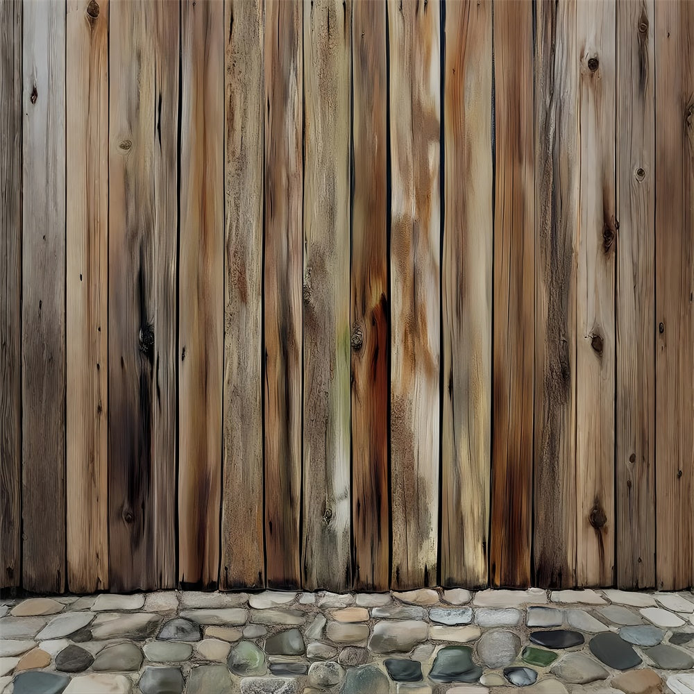 Rustic Wood Backdrop Fence Stone Base Backdrop LXX57-305