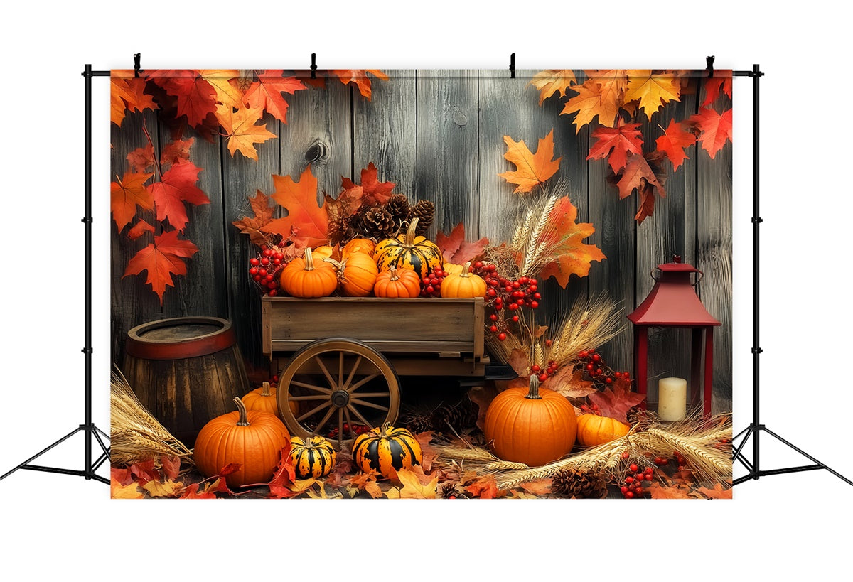Thanksgiving Backdrop Pumpkin Cart Harvest Autumn Backdrop LXX57-324